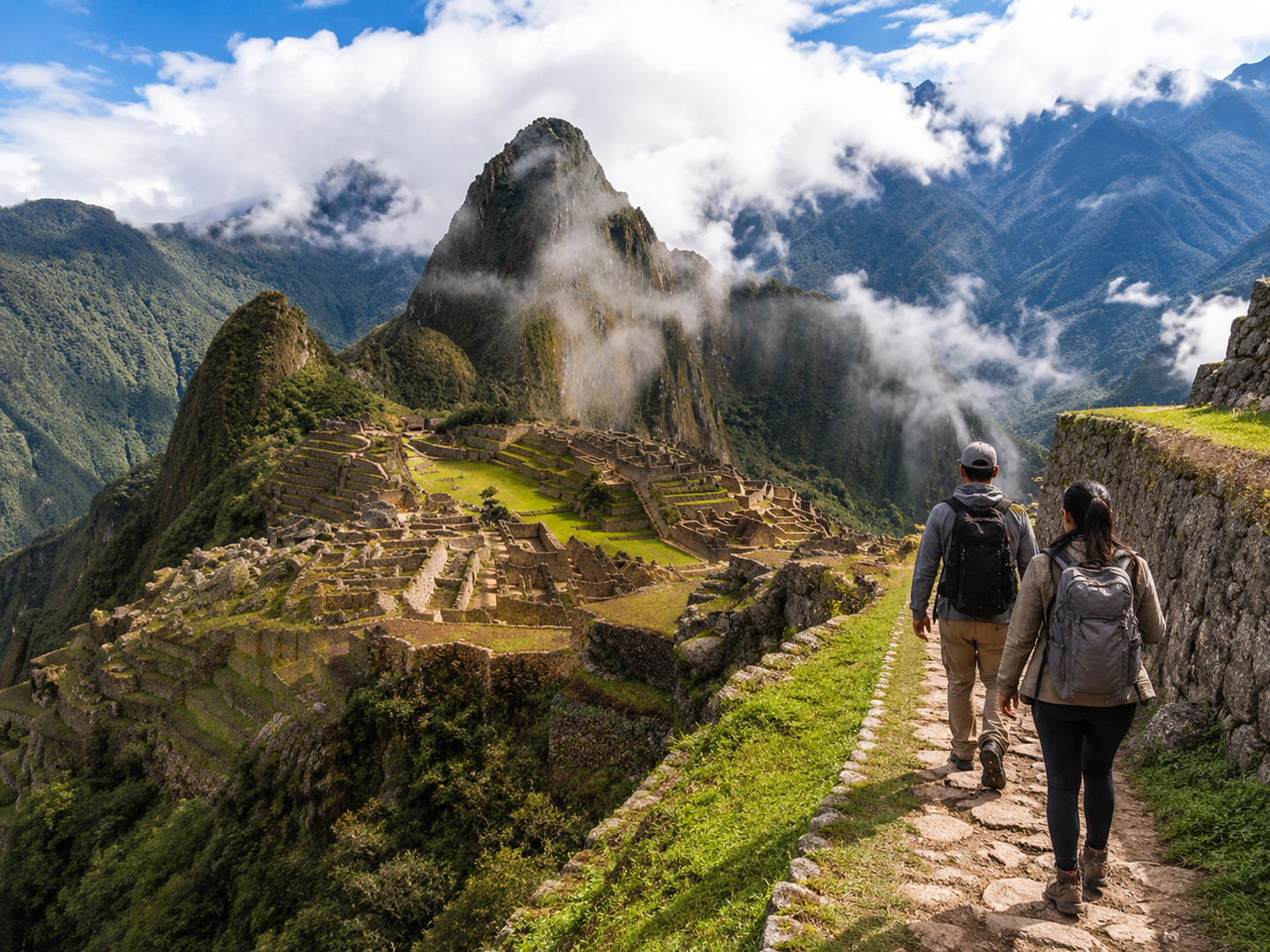 Vista turística de Machu Picchu en Perú